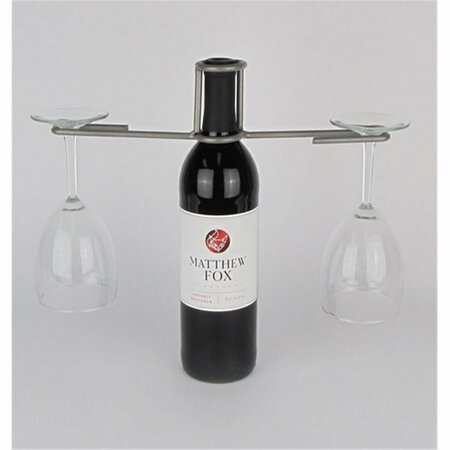 METROTEX DESIGNS Wine Bottle 2-Stem Contemporary Holder-Pewter Powder Coat Finish 29068